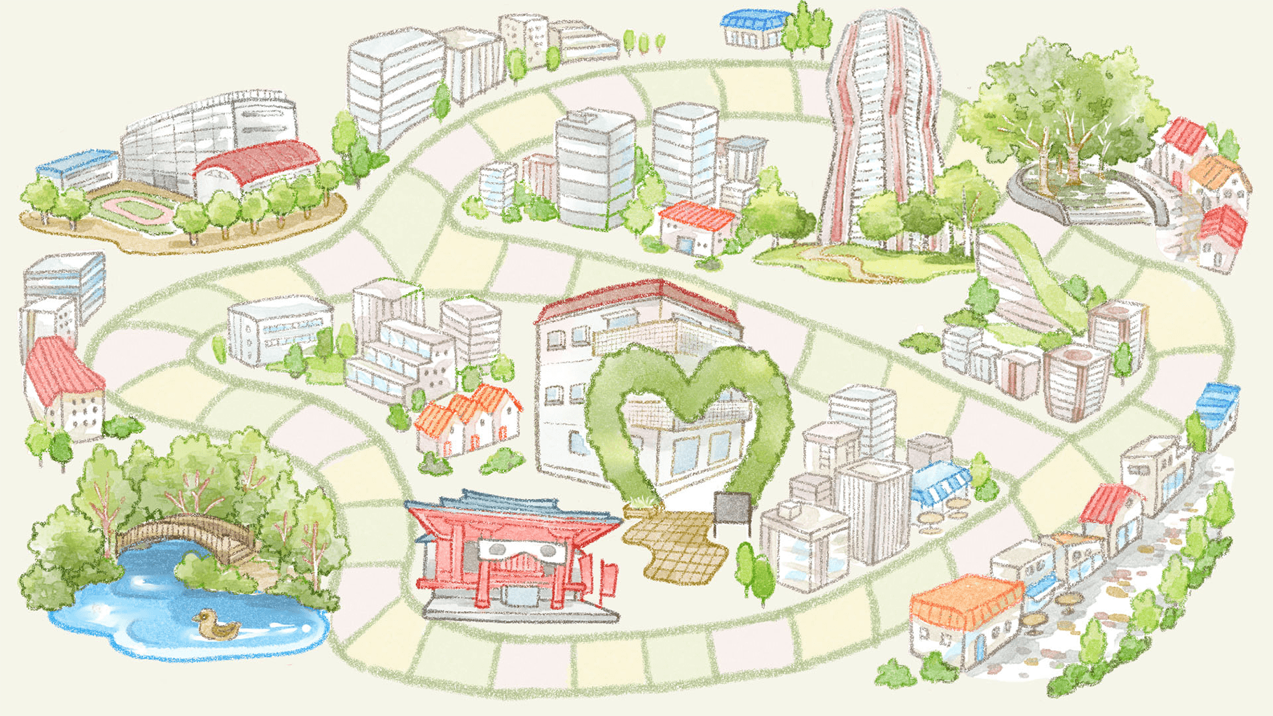 手描きイラスト背景地図